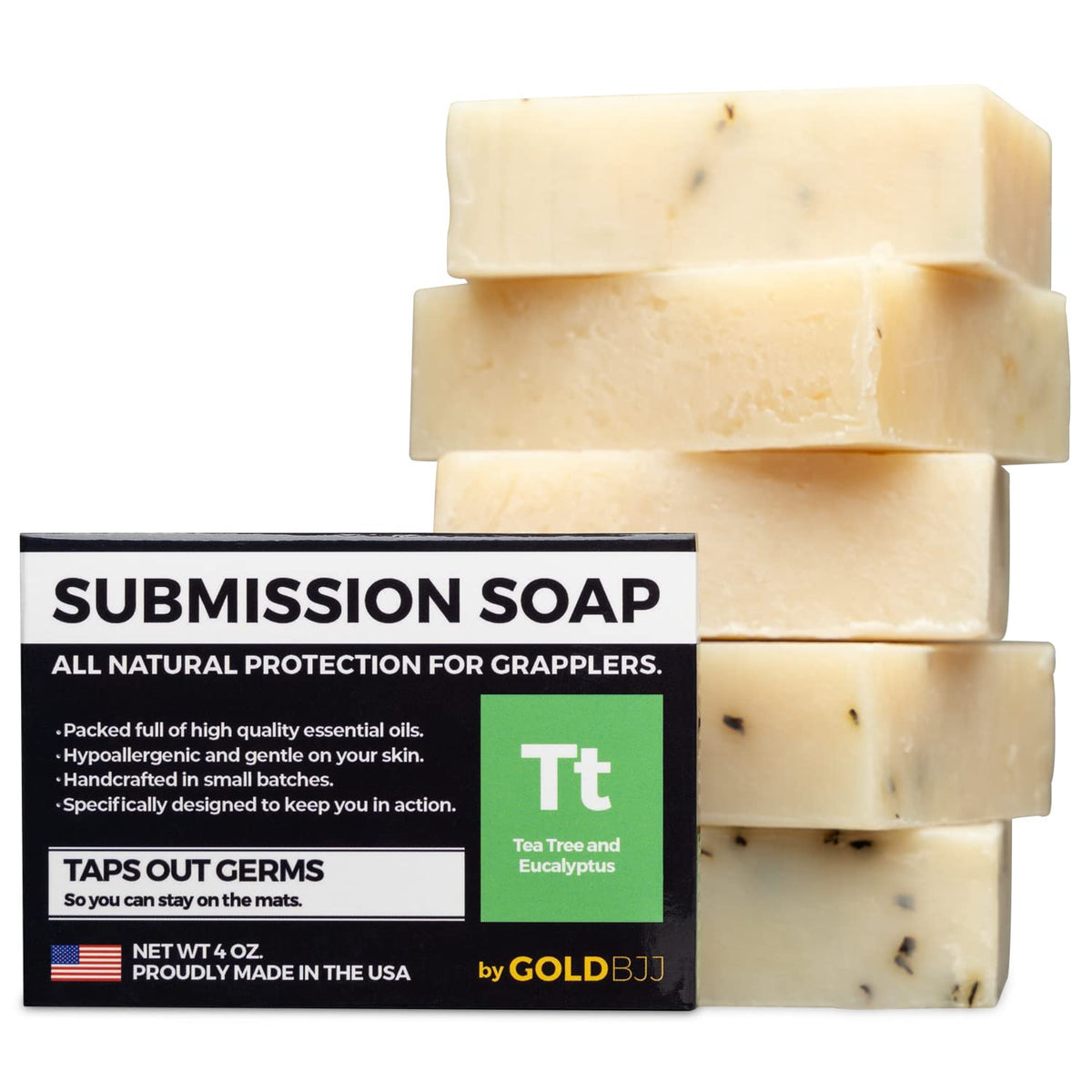 Savon Gold BJJ au thé arbre classique, fraîcheur après entraînement.