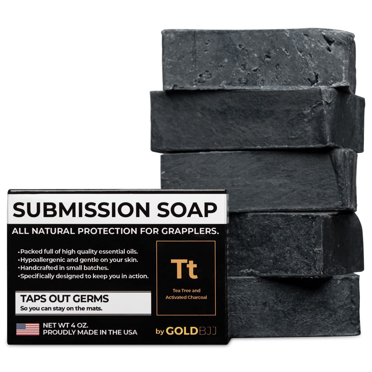 Gold BJJ savon-barre-4oz-arbre-the: sensation de fraîcheur après l'entraînement et peau propre.