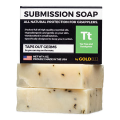 Gold BJJ – emballage du savon à l’huile d’arbre à thé, pratique après entraînement.