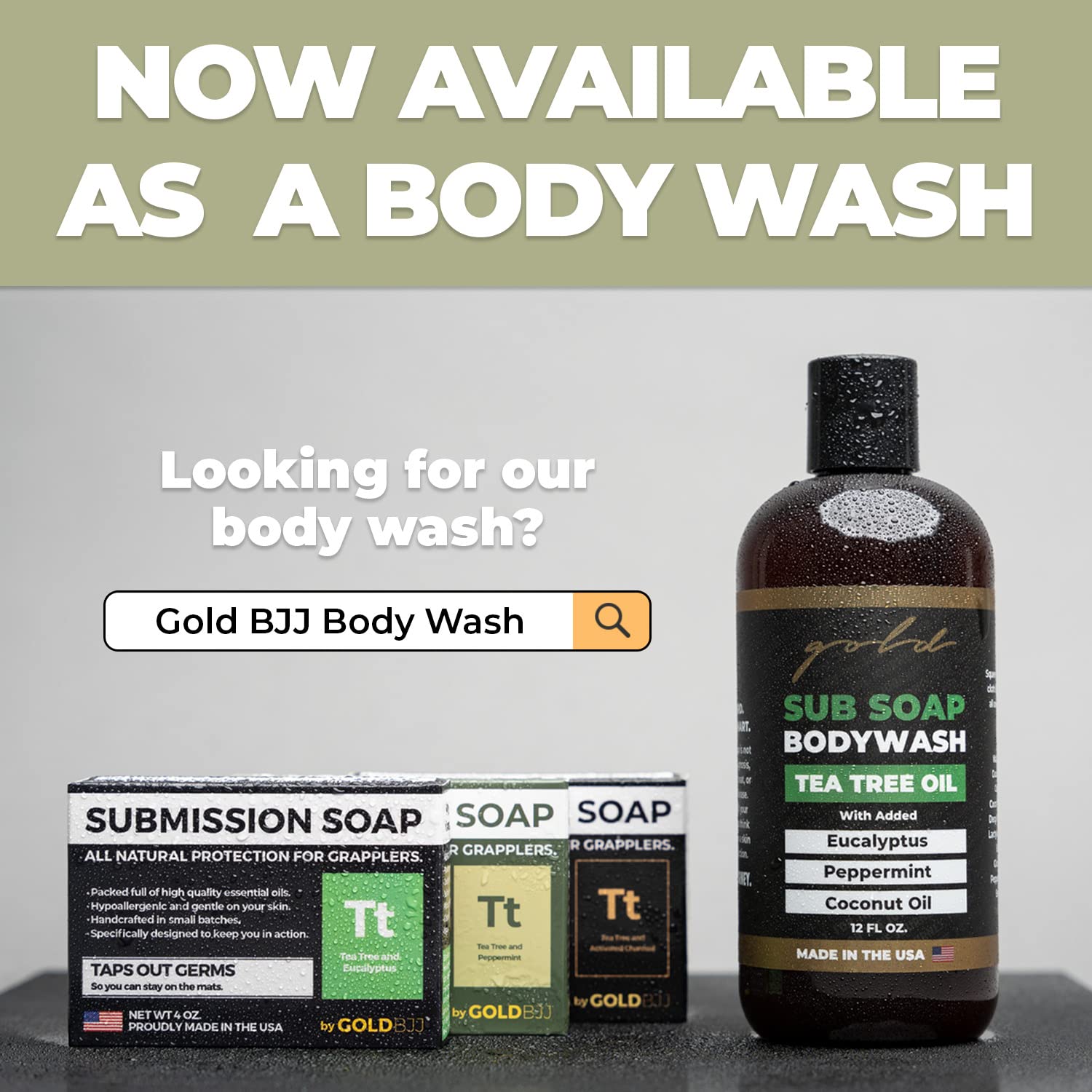 Gold BJJ Savon Tea Tree – fabriqué aux États-Unis, artisanat sûr et durable