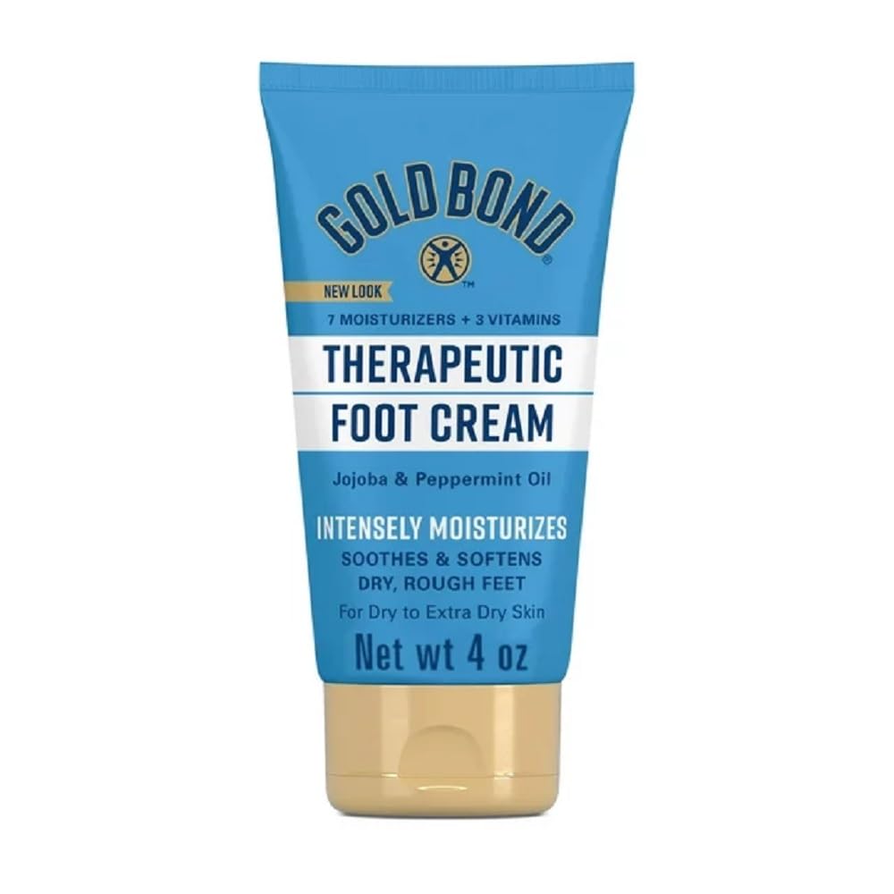 Gold Bond Crème Pieds thérapeutique—bouteille, hydratation rapide pour pieds secs et craquelés.