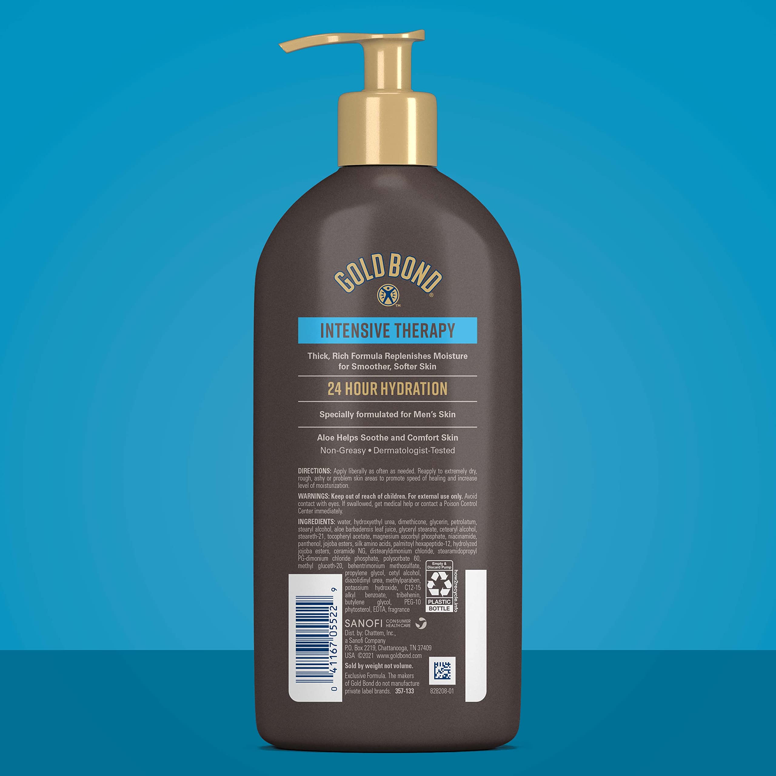 Texture riche de Gold Bond Lotion Essentiels pour Hommes sur la peau.