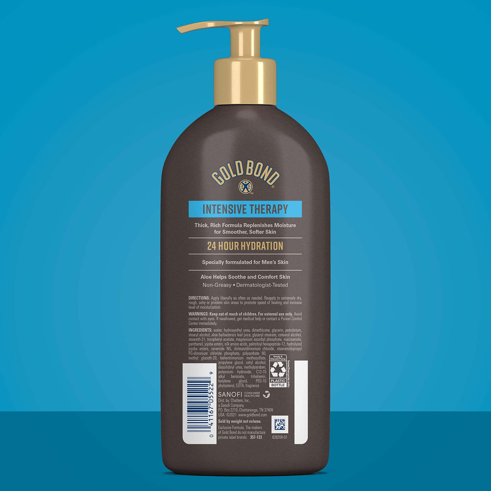 Texture riche de Gold Bond Lotion Essentiels pour Hommes sur la peau.