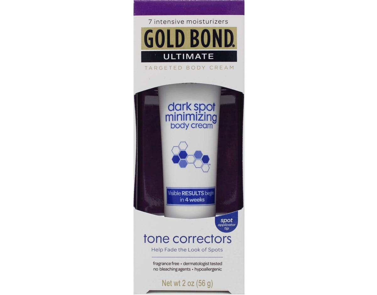 Gold Bond Ultimate Crème Minimisante Taches Corps 2oz, texture légère et hydratante.