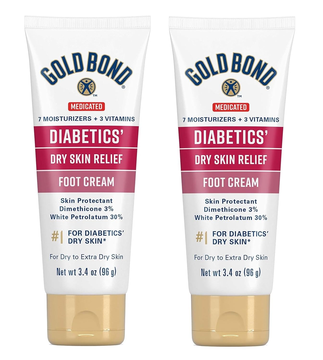 Gold Bond Ultimate Diabetics' Foot Cream 2-pack front view for moisturized feet.