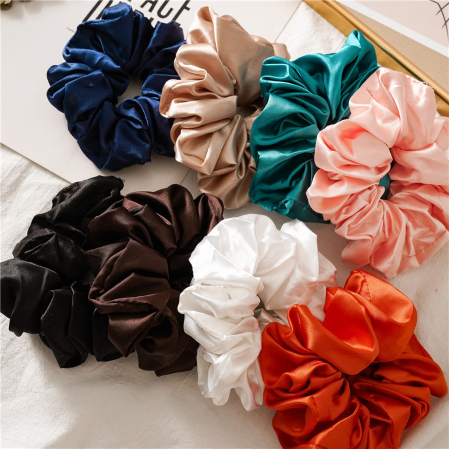 GOLD XIONG PADISHAH scrunchies satin XL vert émeraude: épais et facile à ajuster