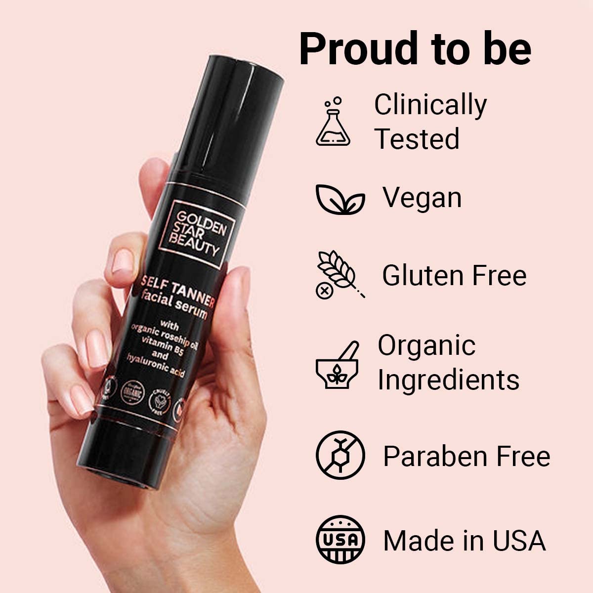 GOLDEN STAR BEAUTY Face Tanner – serum-hyaluronique qui hydrate et nourrit la peau.