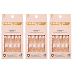Ongles Goldfinger Gel Glam Design longues, portables au quotidien sans vernis ni lampe UV.