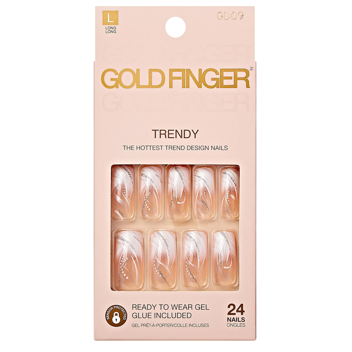 Goldfinger ongles-presse blancs design francais pour mani rapide et look élégant.
