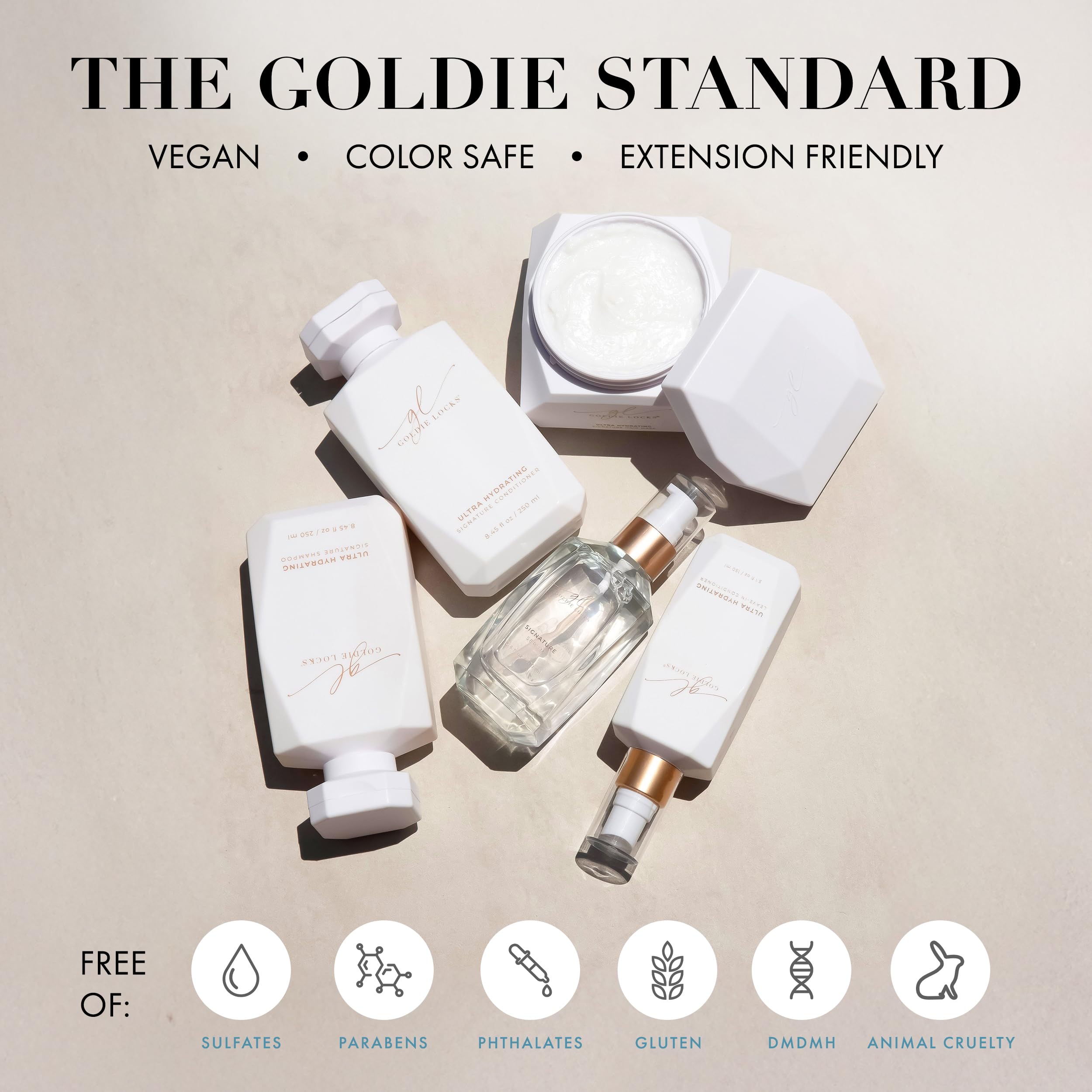 Goldie Locks Shampoing Sans Proteines — sûr pour colorés et extensions capillaires.