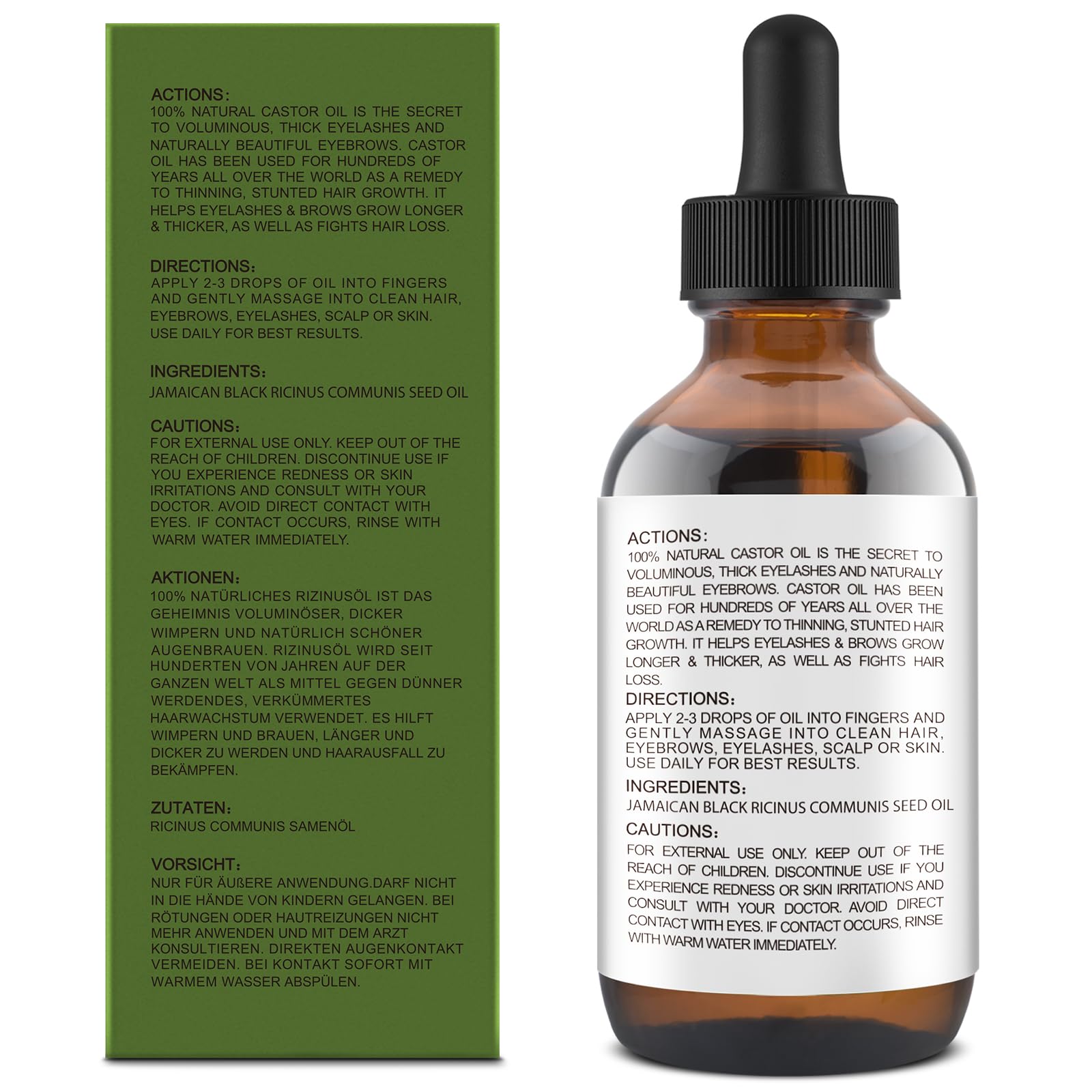 GoldWorld huile de ricin noire pure pour cils et sourcils, densité potentielle