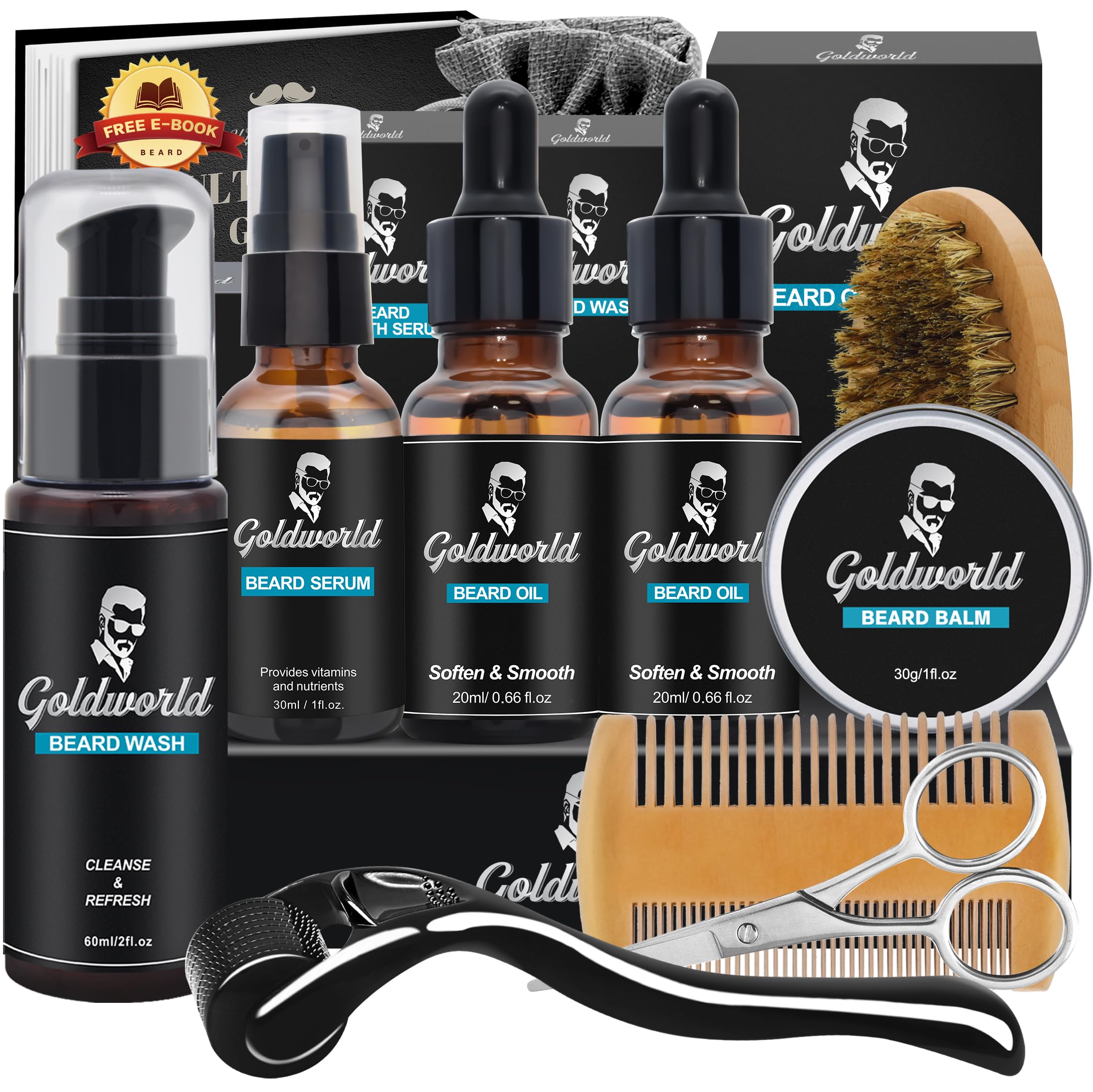 Kit barbe GoldWorld complet, cadeau pratique et facile à transporter