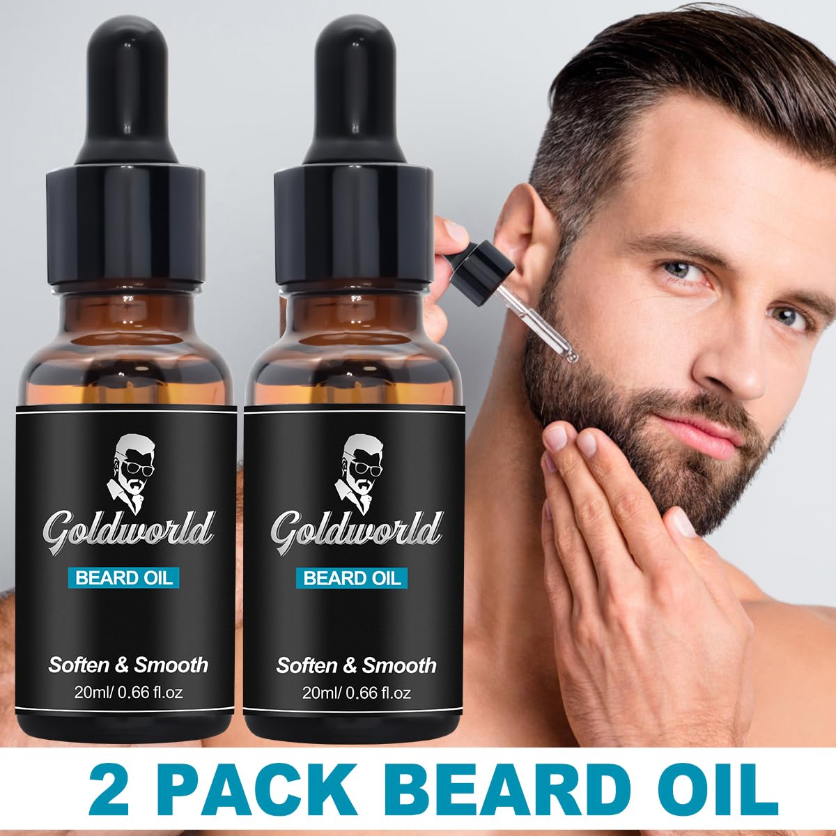 Peigne et brosse barbe GoldWorld, coiffage précis