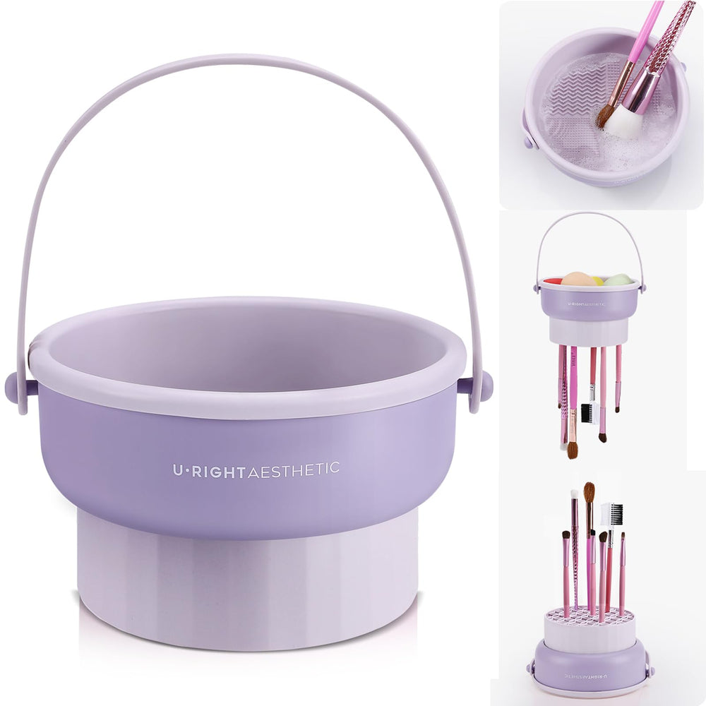 GOLIKEE nettoyeur pinceaux 3 en 1 violet, nettoyage en profondeur et rangement compact.