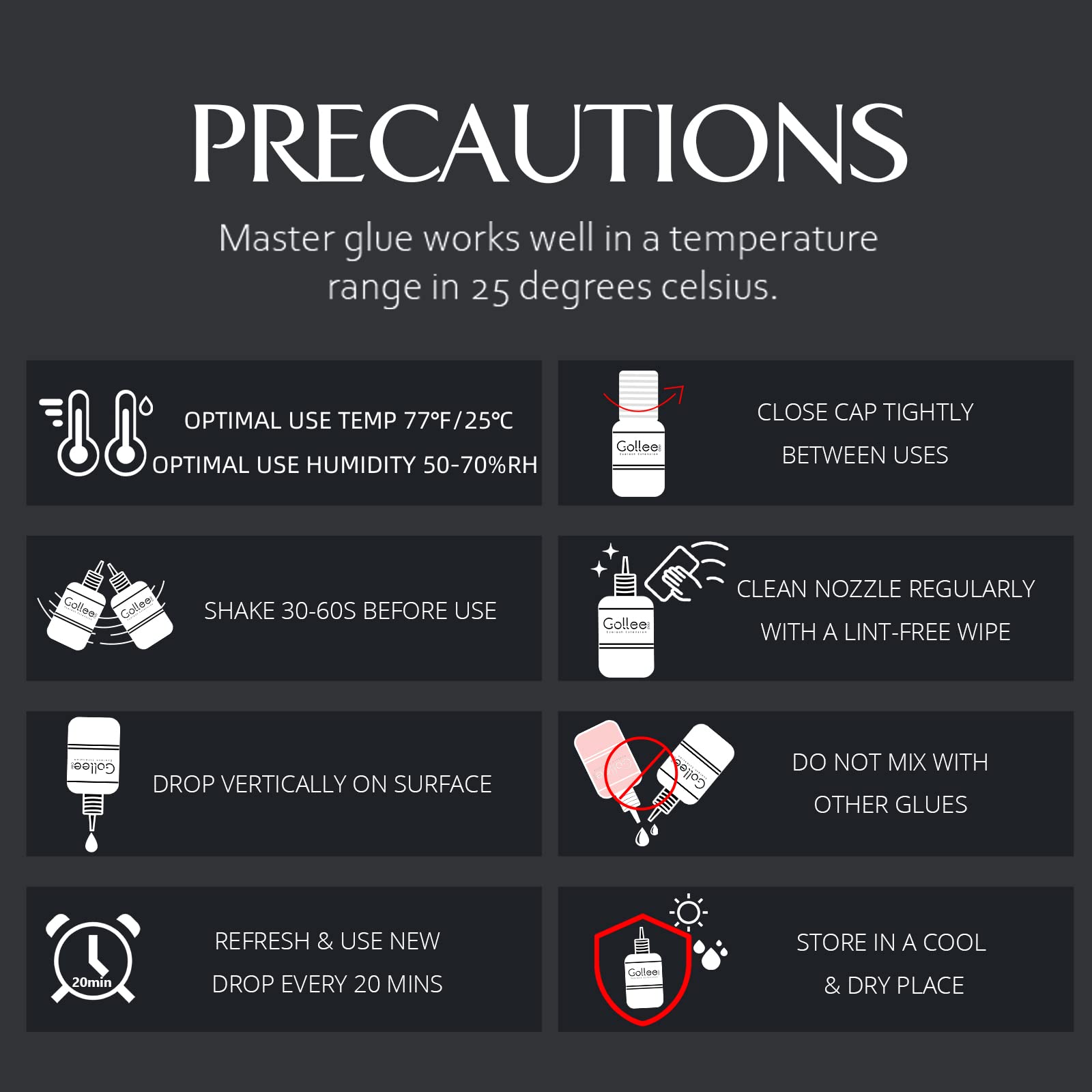 Golleepro precision-tip close-up aiding clean lash placement