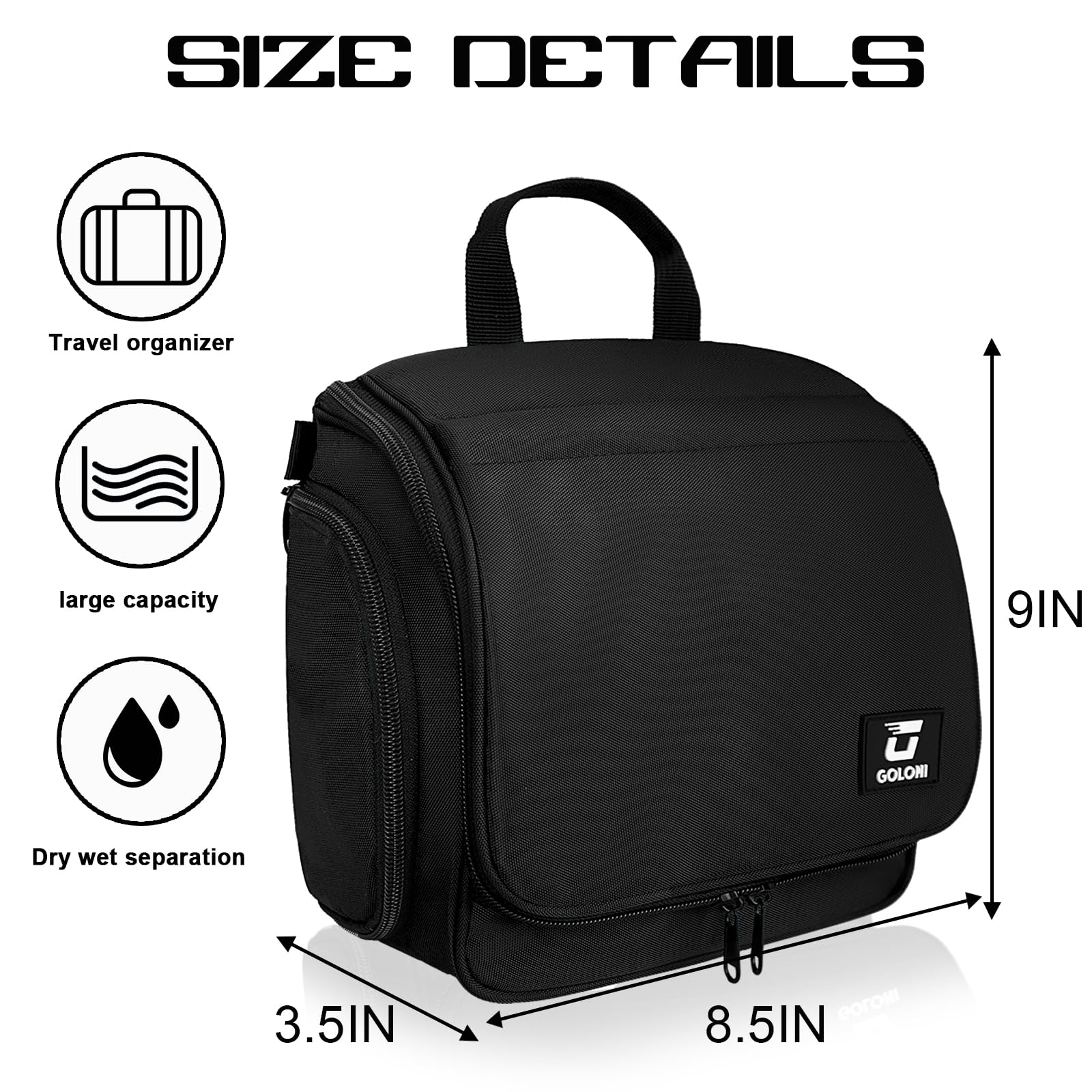 Goloni grand sac maquillage voyage en nylon imperméable