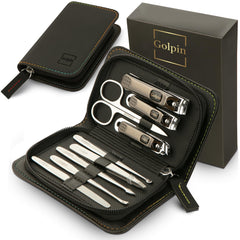 Golpin ensemble manucure 9 pièces avec étui voyage, pratique pour le rangement et le voyage.