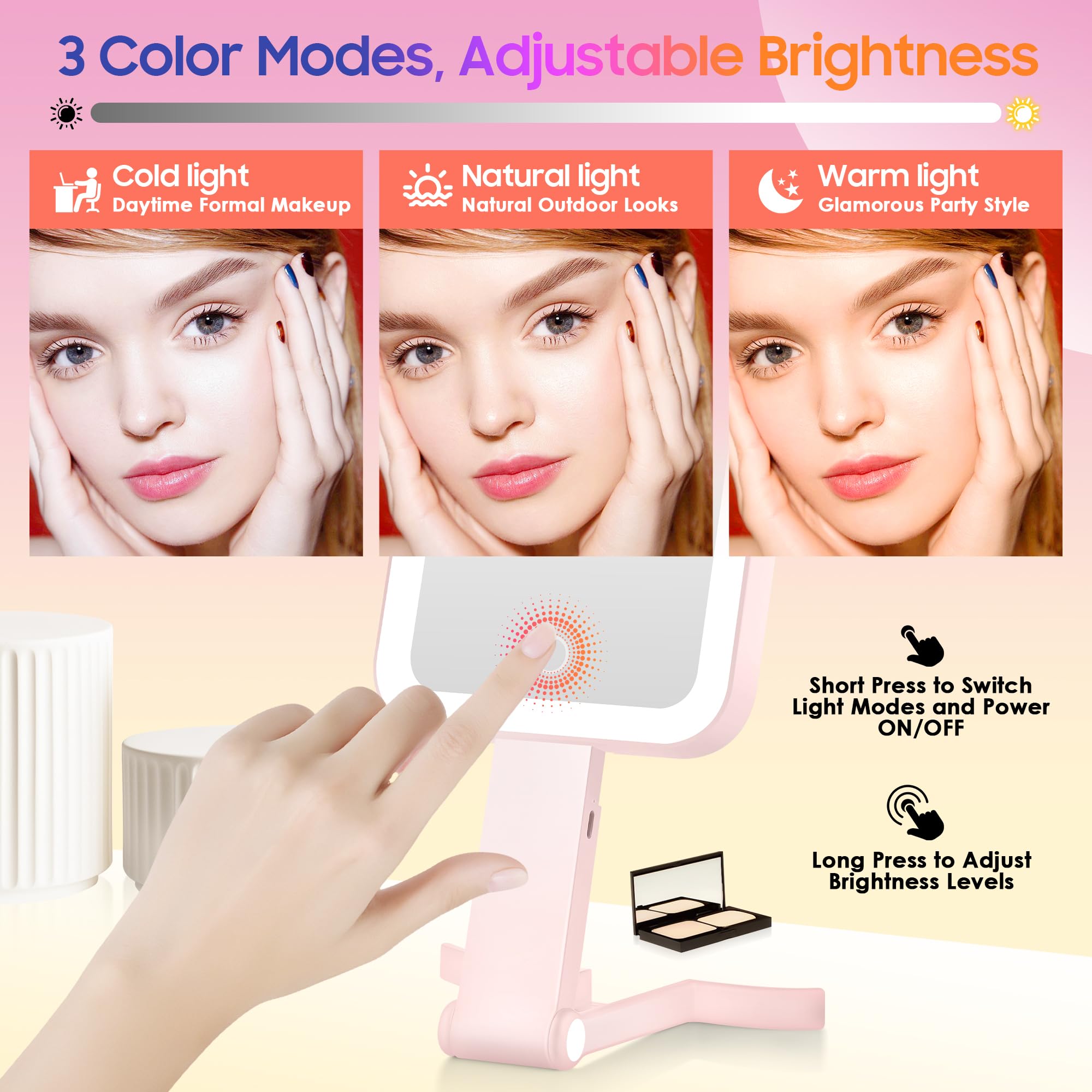 Miroir carré Gomipuru offrant plus d’espace pour le maquillage