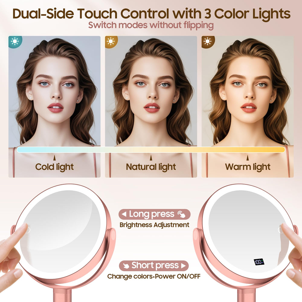 GOMIPURU Miroir lumière trois couleurs, ambiance adaptée au maquillage