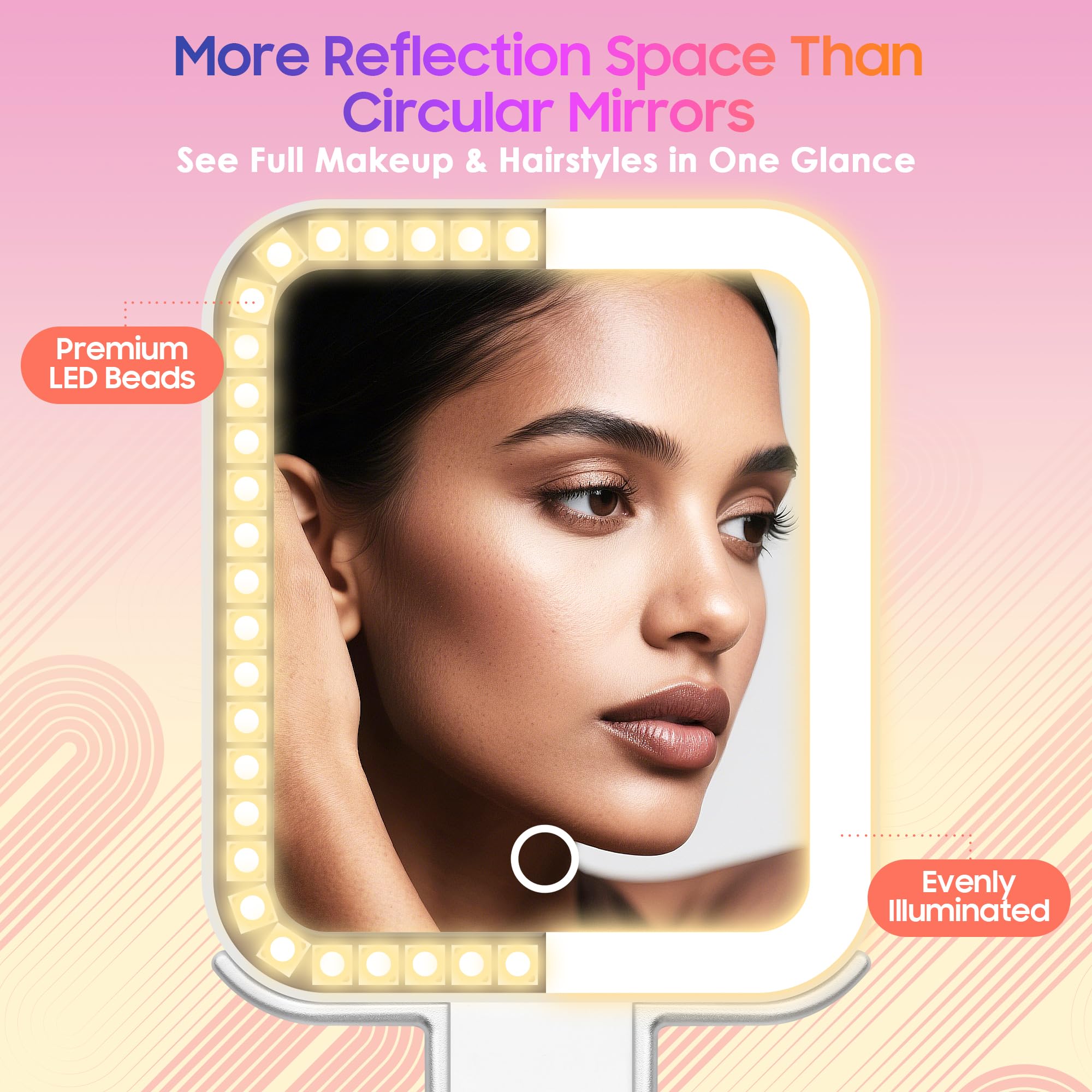 Miroir GOMIPURU voyage offre un grand espace de réflexion pour le maquillage.
