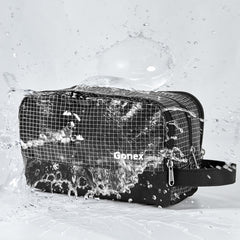 Gonex sac de toilette noir intérieur bien organisé pour faciliter le rangement.