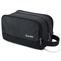 Gonex sac de toilette noir ouvert pour un accès rapide à vos accessoires.