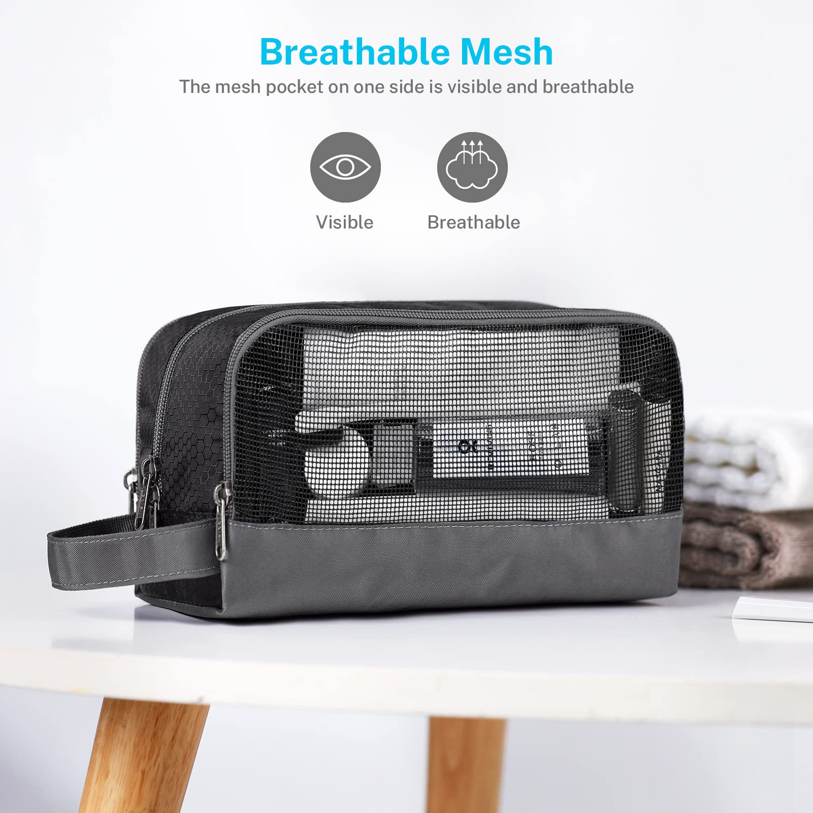 Gonex poche mesh zippée pour petits articles, rangement pratique et visible