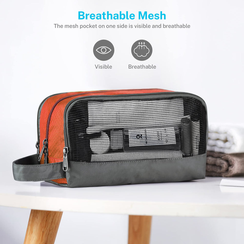 Gonex sac toilette voyage en nylon orange – poignée latérale pour transport rapide.