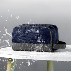 Gonex trousse toilette nylon compartiment principal pour grands flacons et sacs.