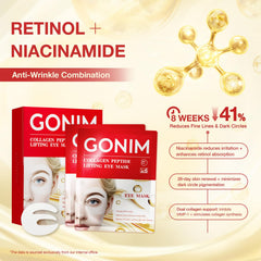 Patchs yeux GONIM retinol-niacinamide, hydratation et élasticité potentielles.