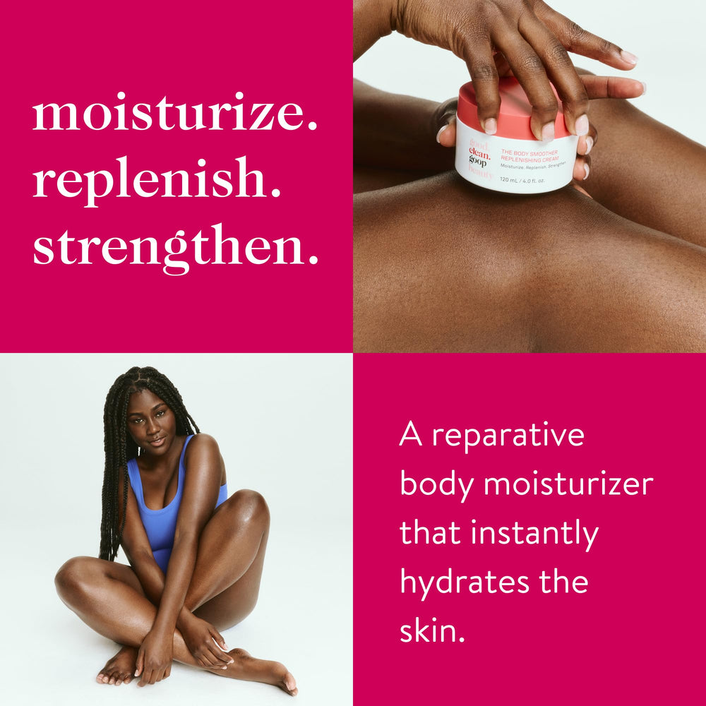 good.clean.goop beauté Texture crème riche qui glisse facilement et laisse la peau satinée.