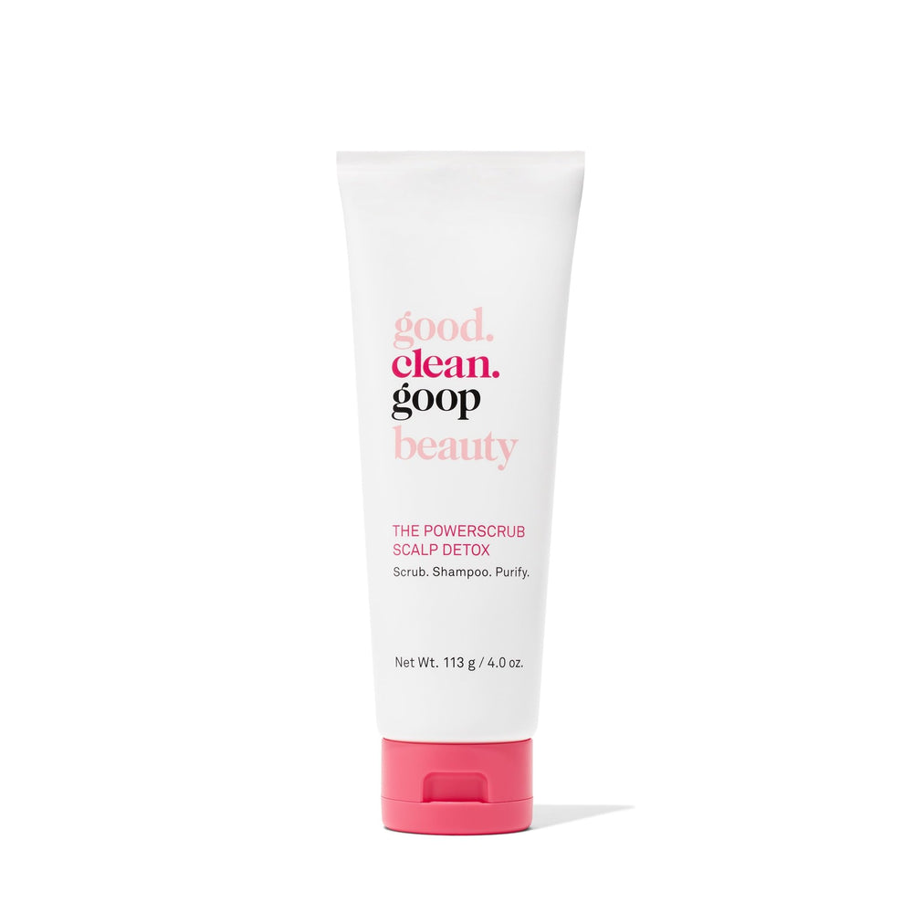 good.clean.goop Powerscrub Scalp Detox – Bouteille prête à purifier le cuir chevelu en profondeur.