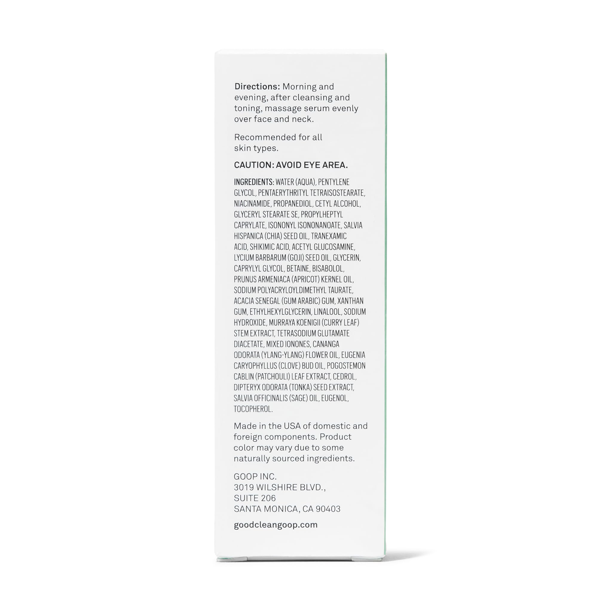 Extraits botaniques du sérum Good Clean Goop pour peau douce et confortable.