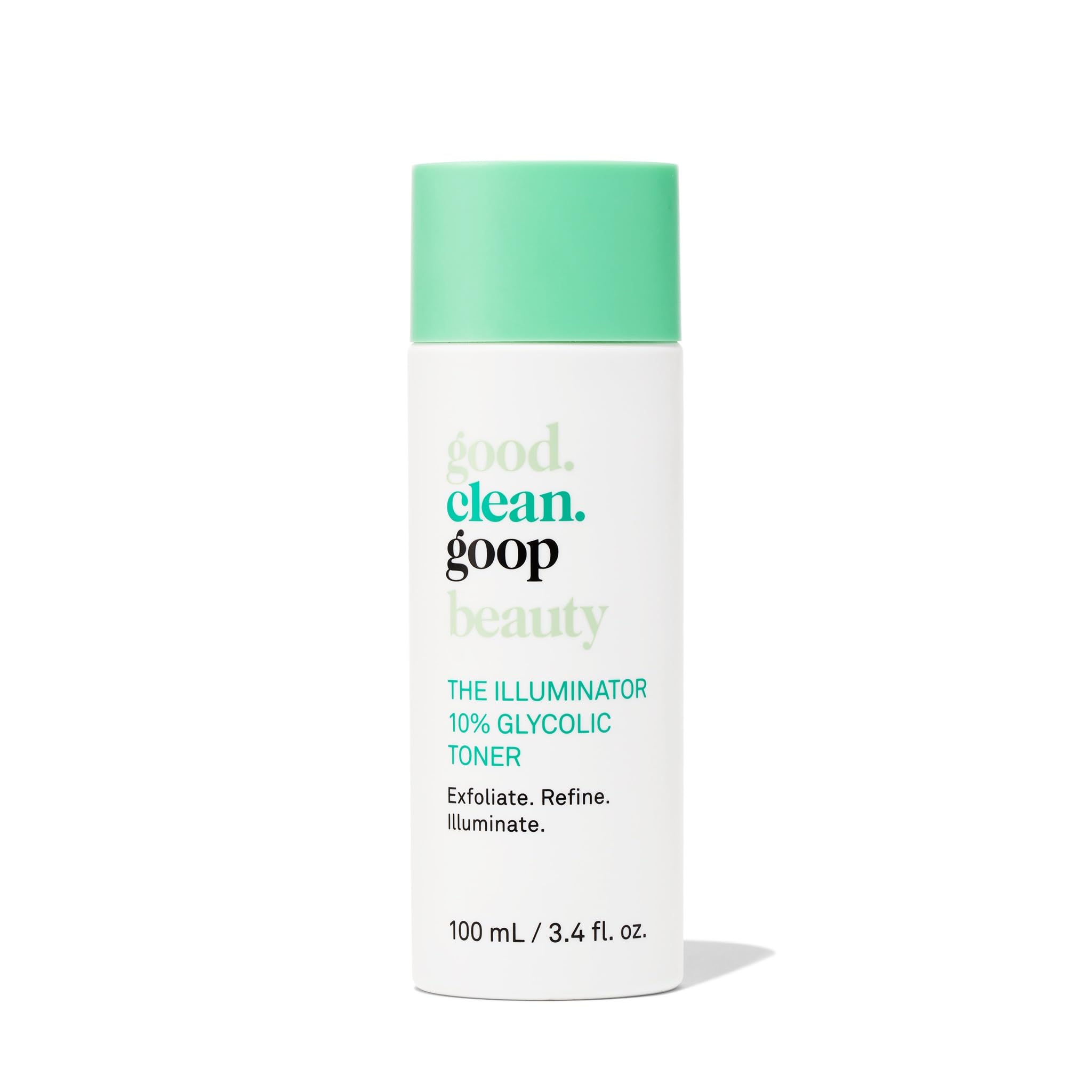 good.clean.goop tonique glycolique 10% en flacon, exfoliation douce pour teint homogène.