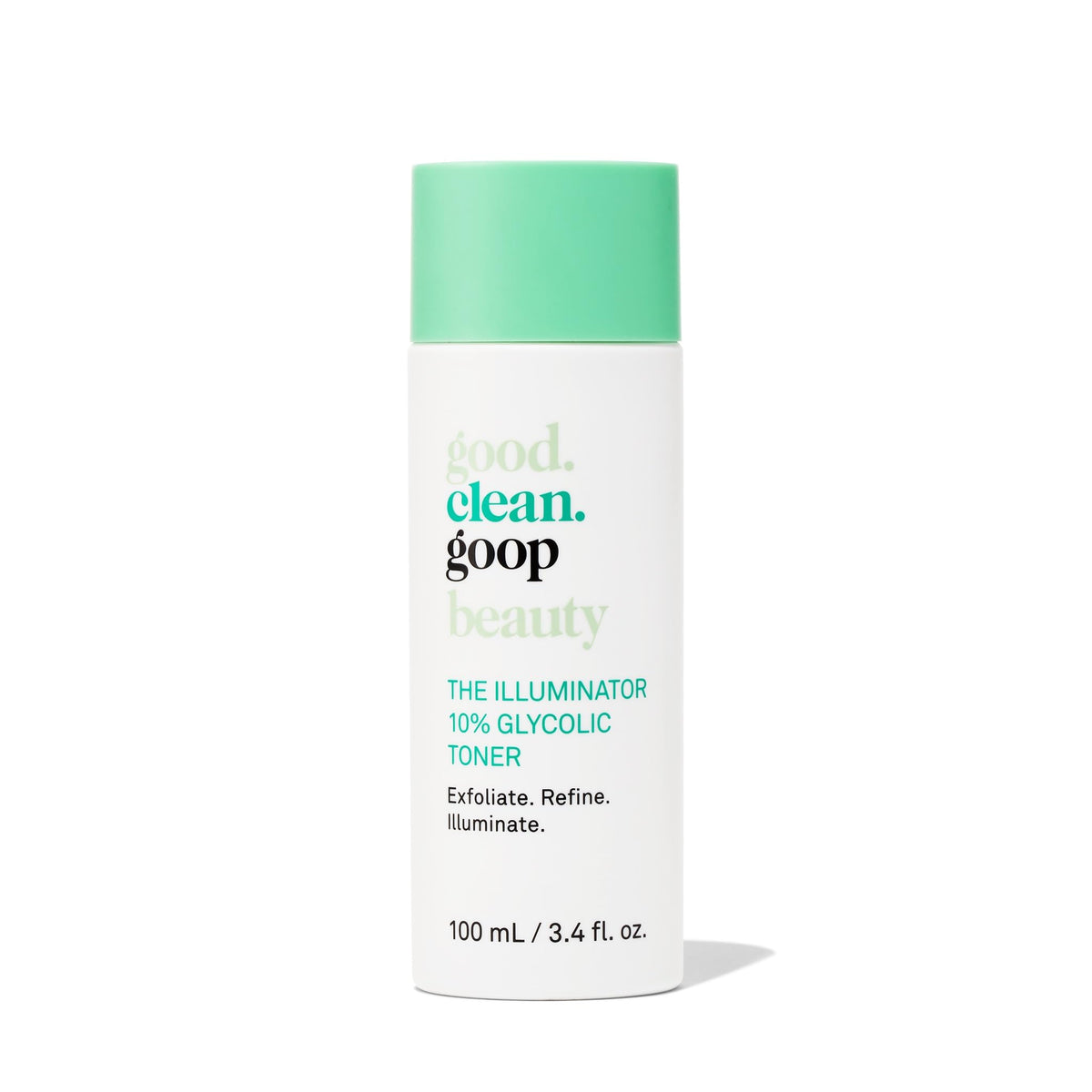 good.clean.goop tonique glycolique 10% en flacon, exfoliation douce pour teint homogène.
