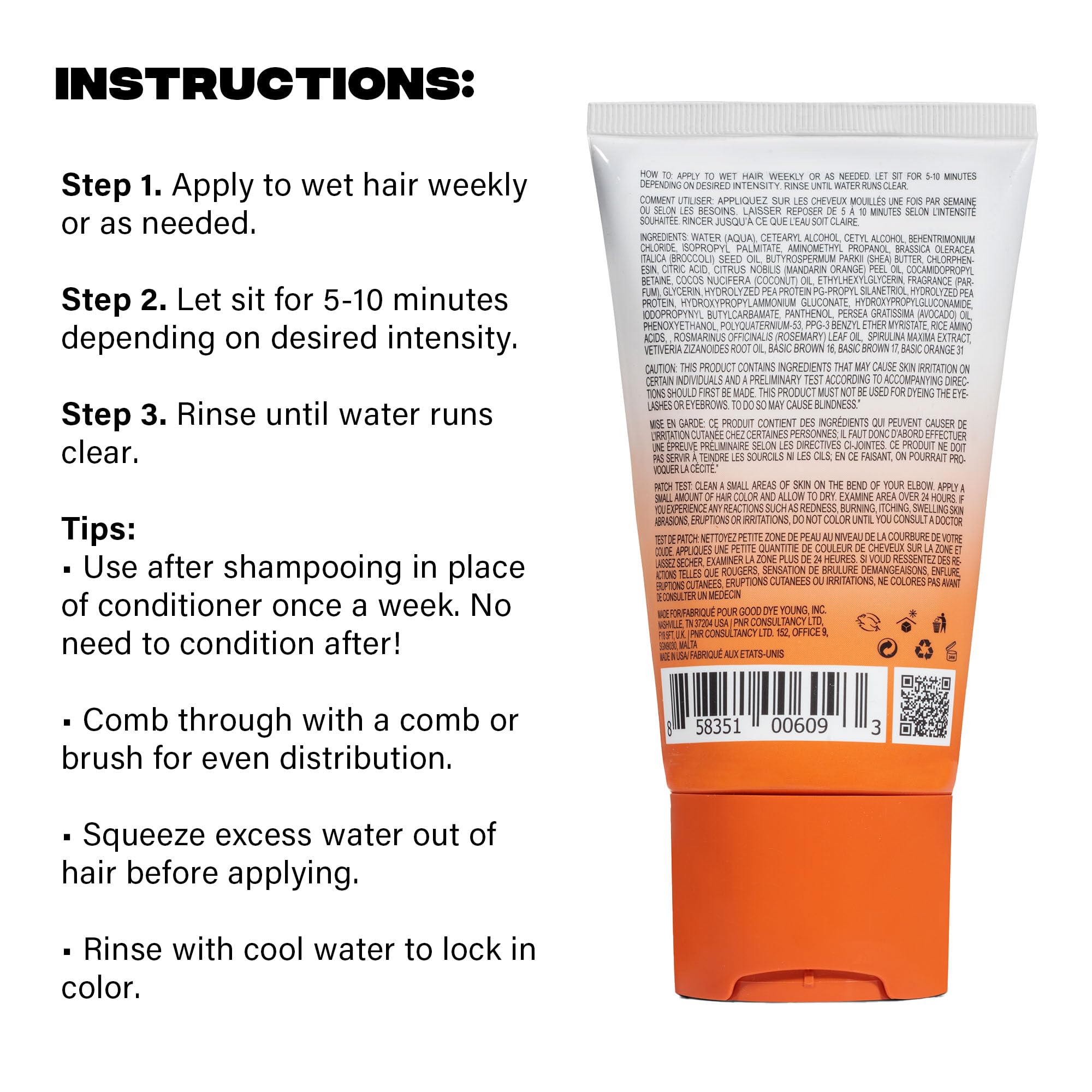 Huile d'avocat et extrait pour cheveux doux avec DYEposit.