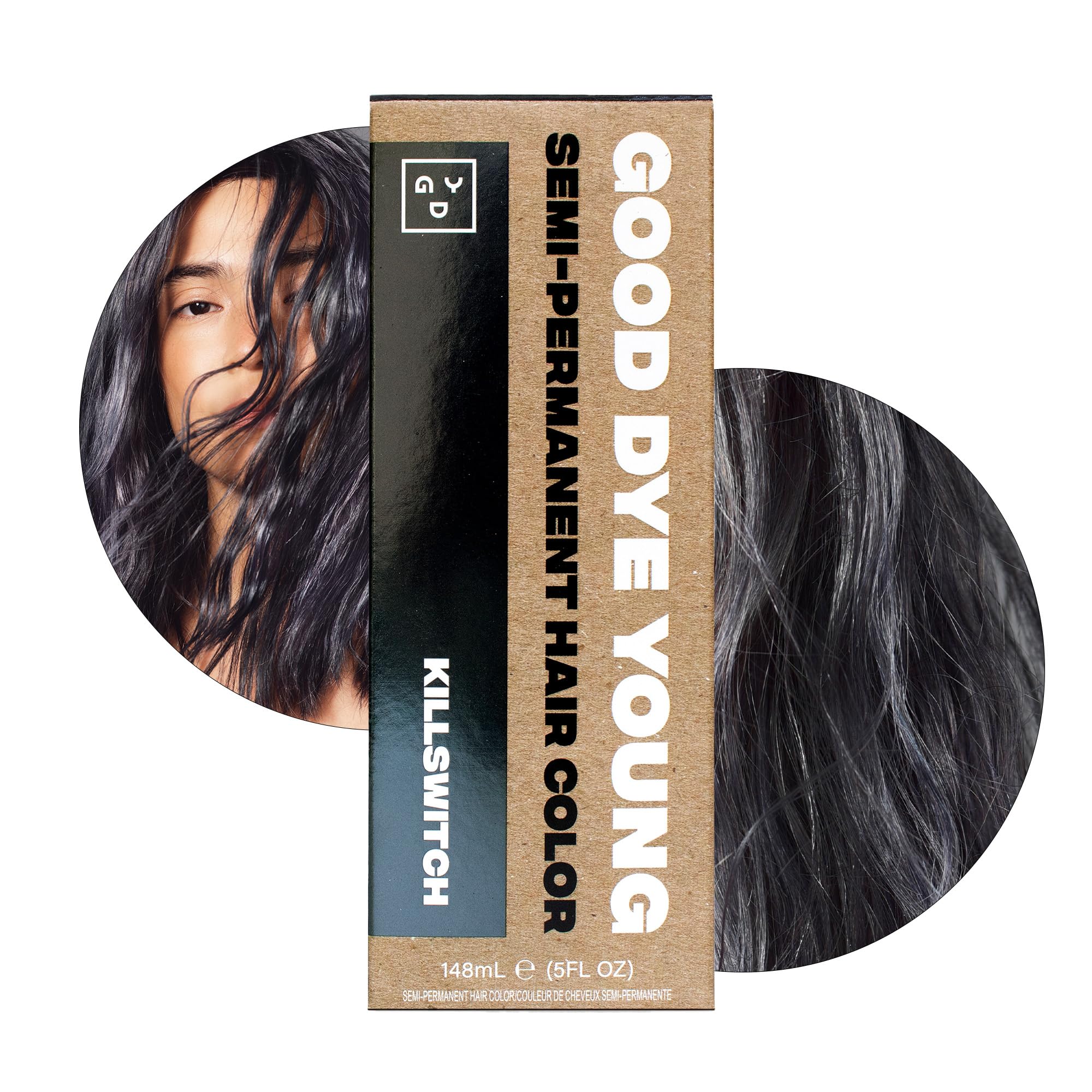 Bouteille Good Dye Young Killswitch gris, couleur semi-permanente avec protection UV.