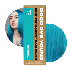 Good Dye Young Narwhal bouteille bleu vert prête pour une couleur vibrante et nourrissante.
