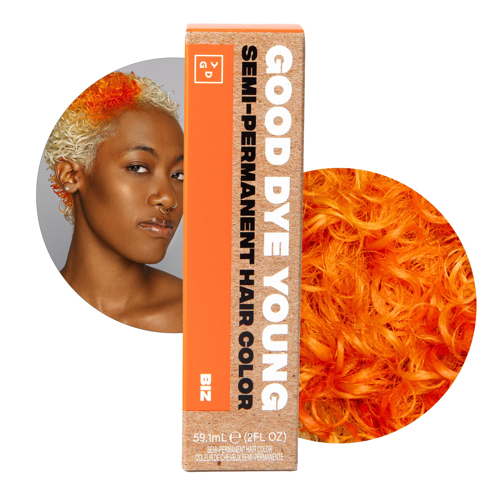 Good Dye Young rayures néon orange – application précise et pigment intense.
