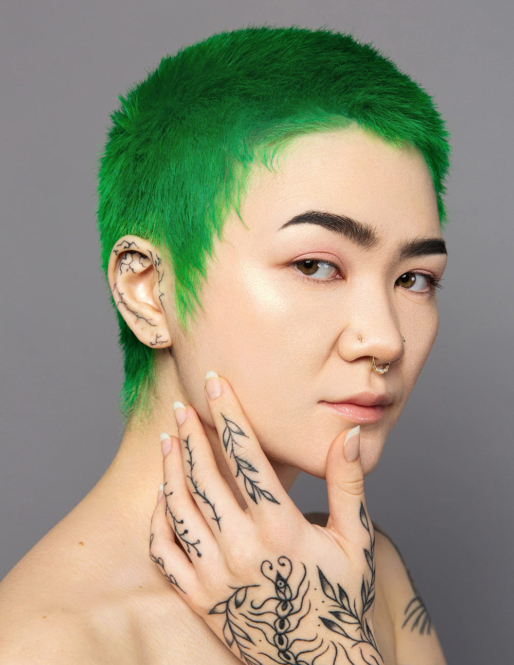 Good Dye Young Kowabunga : application sur cheveux montre la teinte verte
