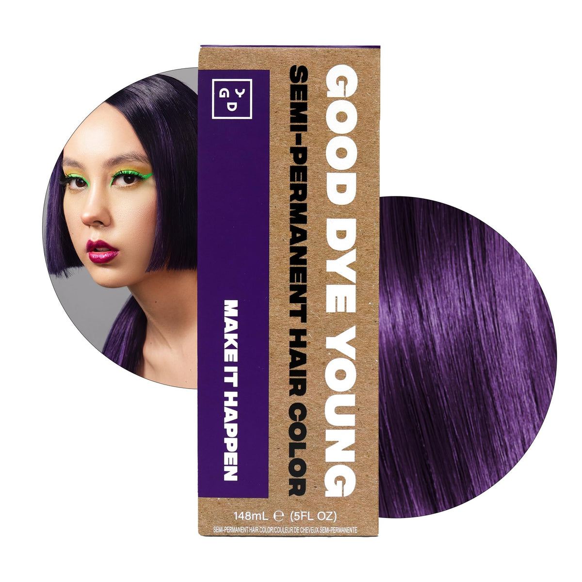 Good Dye Young teinture cheveux aubergine-violette pour une couleur vive et durable.