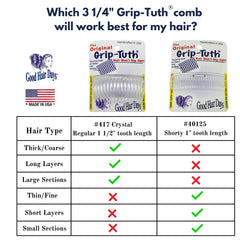 Grip-Tuth avec 16 à 17 dents pour cheveux épais offrant un maintien sûr