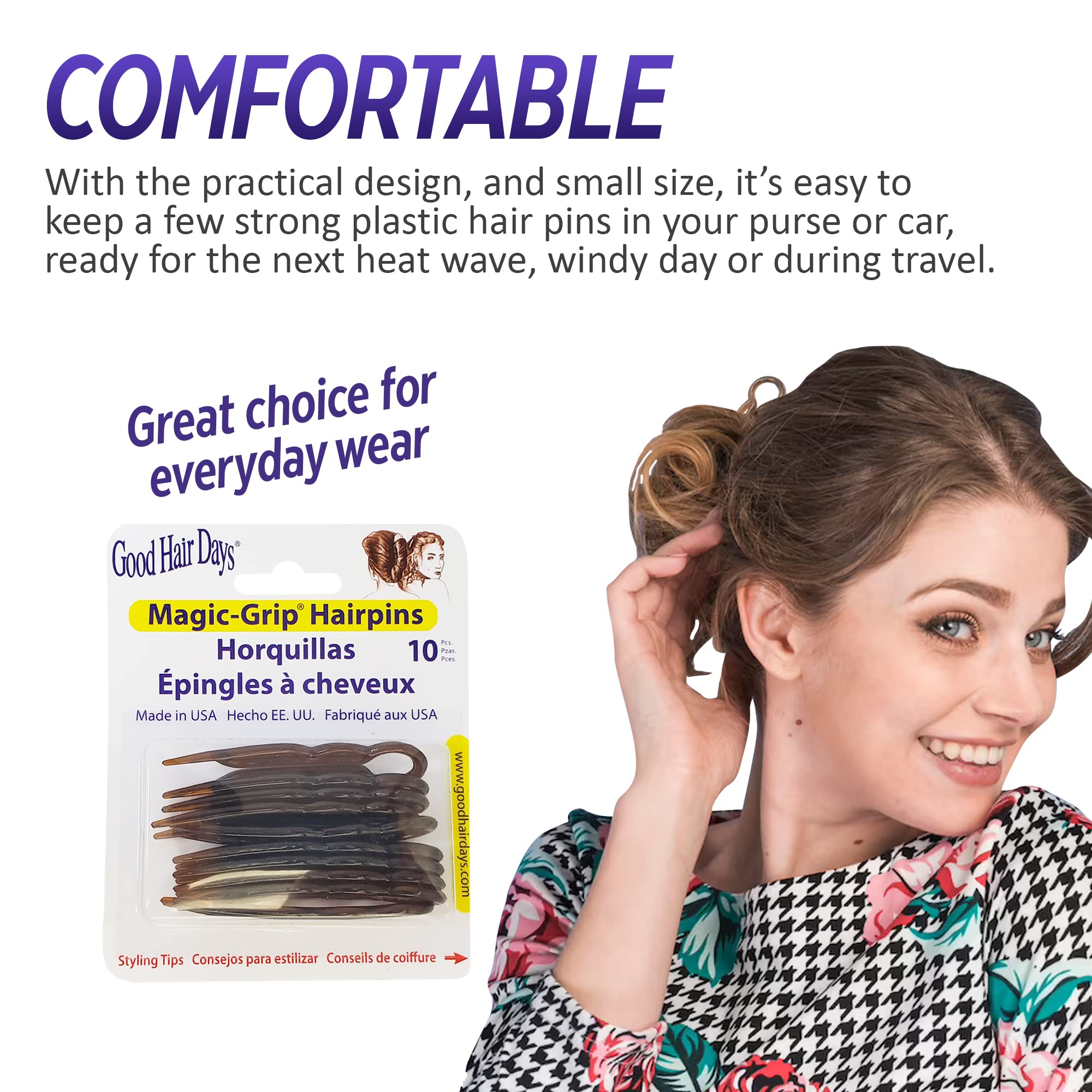Good Hair Days pinces U grip cristal, tenue durable sans glisser