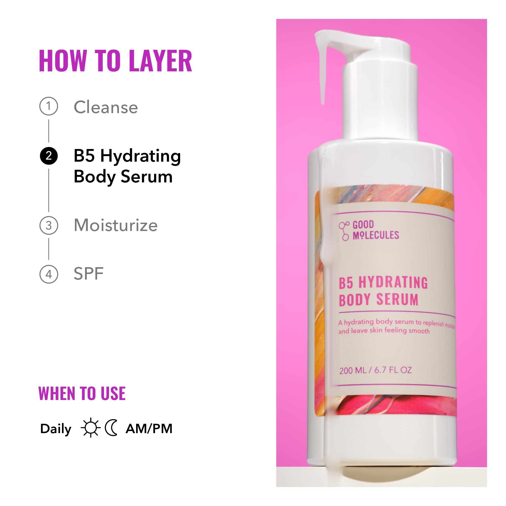 Good Molecules B5 Sérum Corps Panthenol – soutient la barrière et l\'hydratation durable