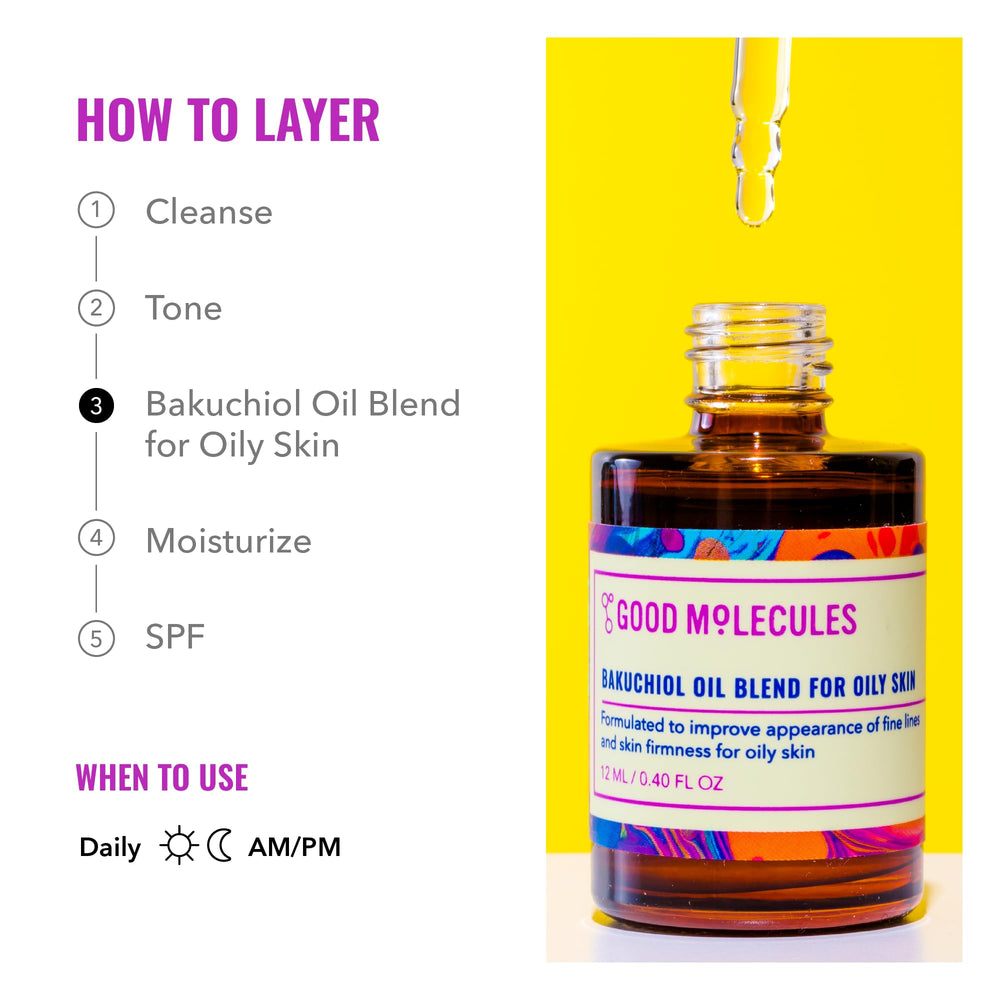 Good Molecules Bakuchiol Oil – application douce en douceur sur le visage.