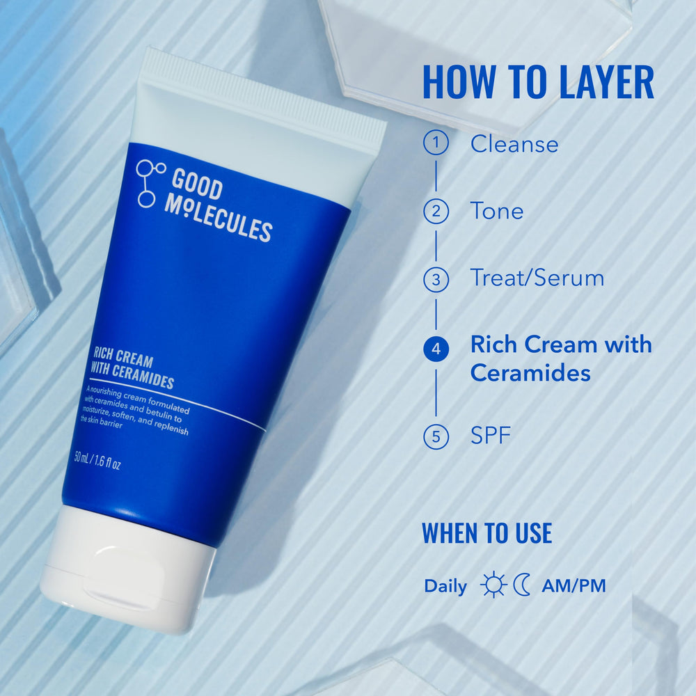 Good Molecules Crème riche céramides – test visuel de couleur et d’étalement.