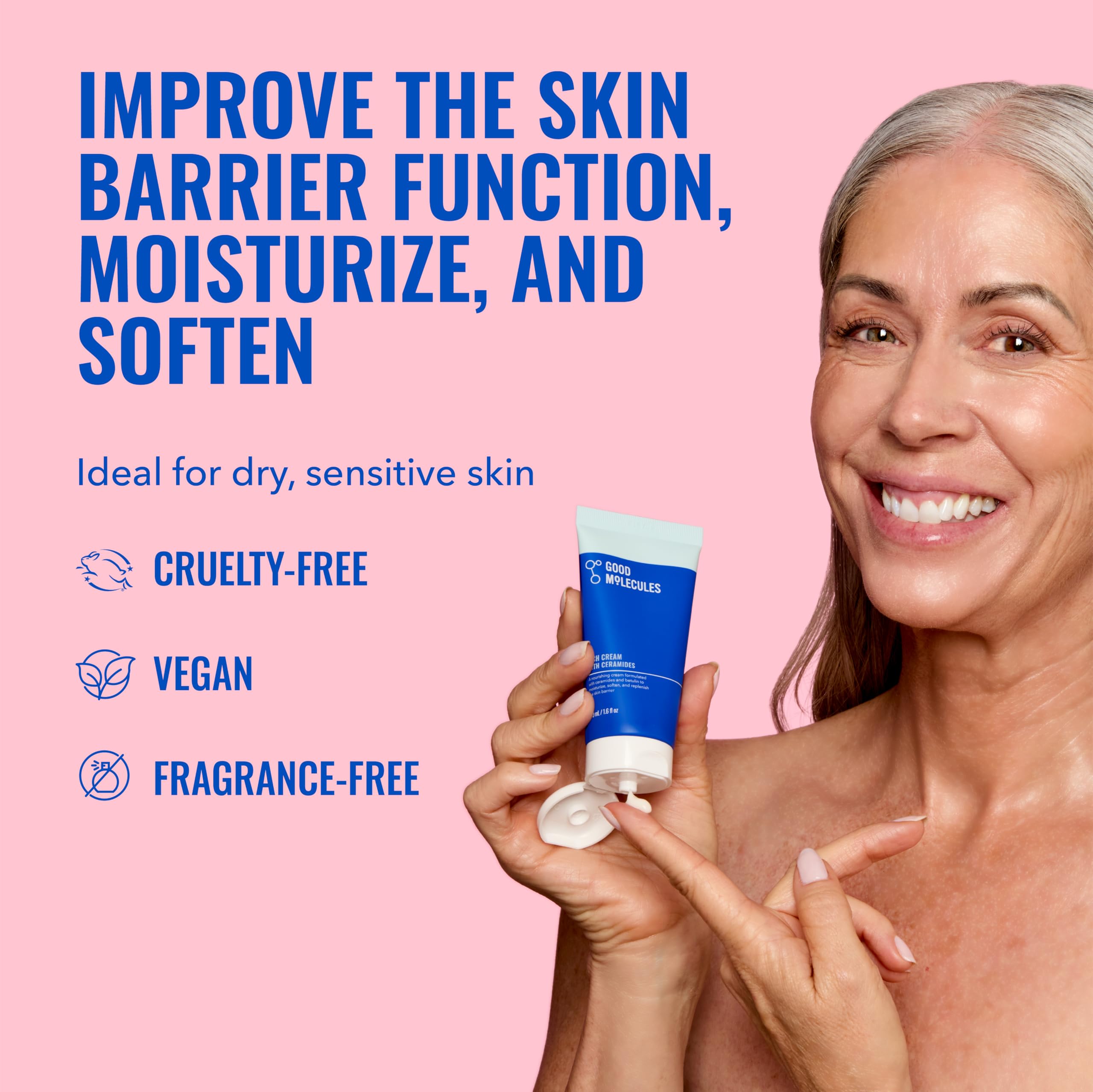 Good Molecules Crème riche céramides – texture veloutée et absorption rapide sans gras.