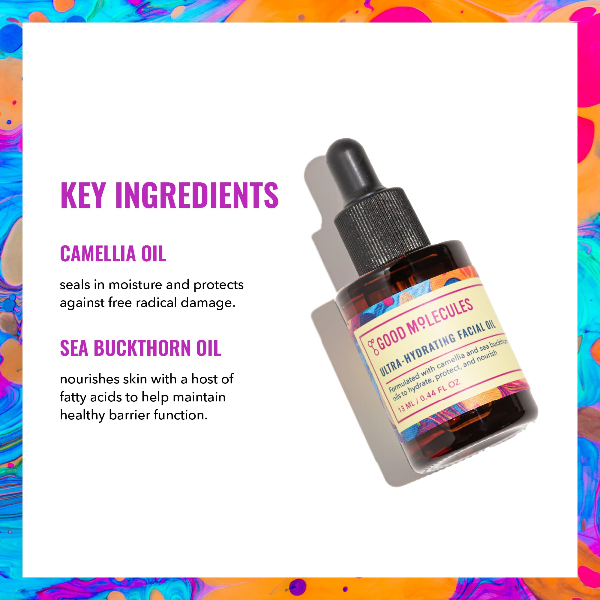 Good Molecules Huile Camélia — scelle l'hydratation et protège la barrière.