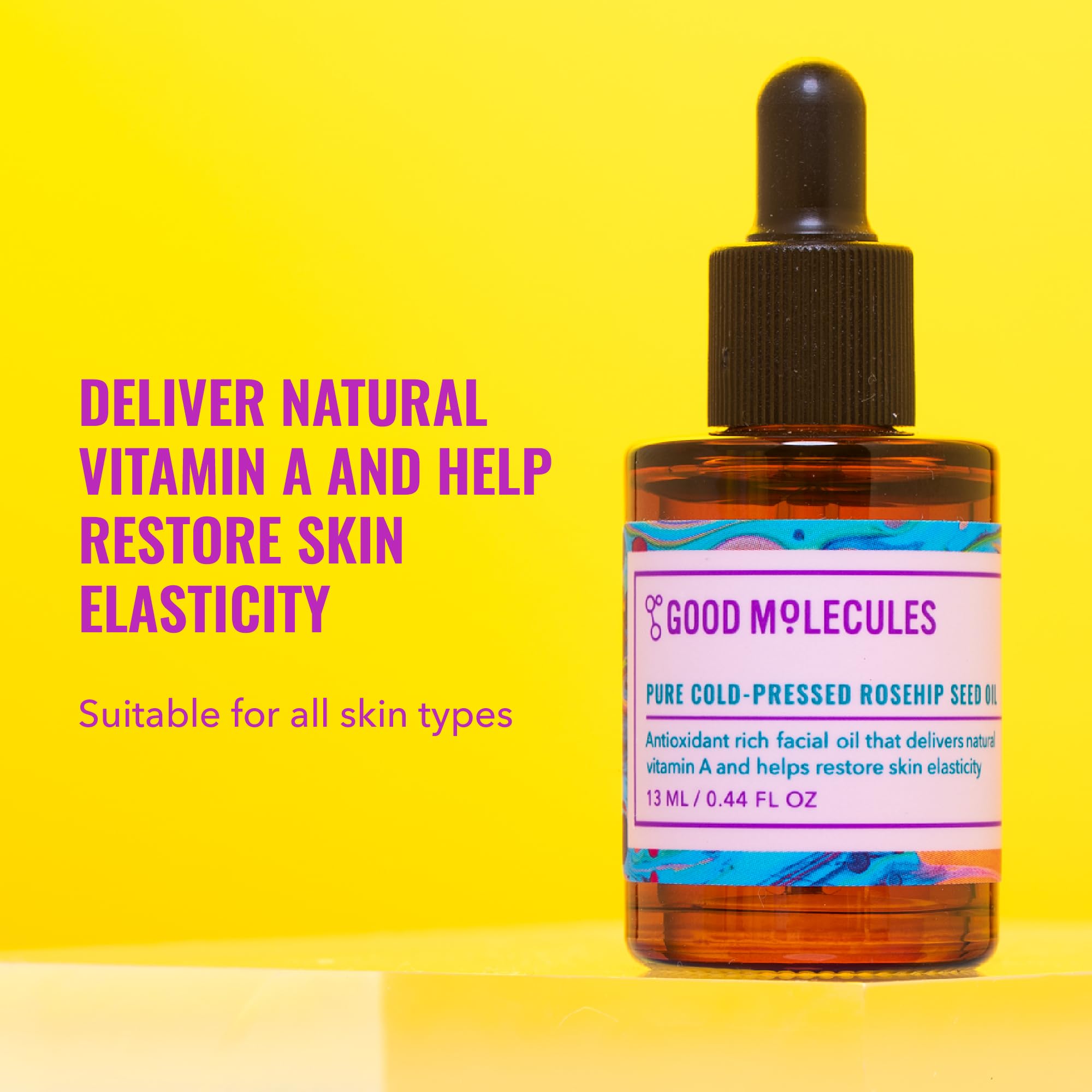 Good Molecules huile de rose musquée avec pipette, dosage précis pour l hydratation.