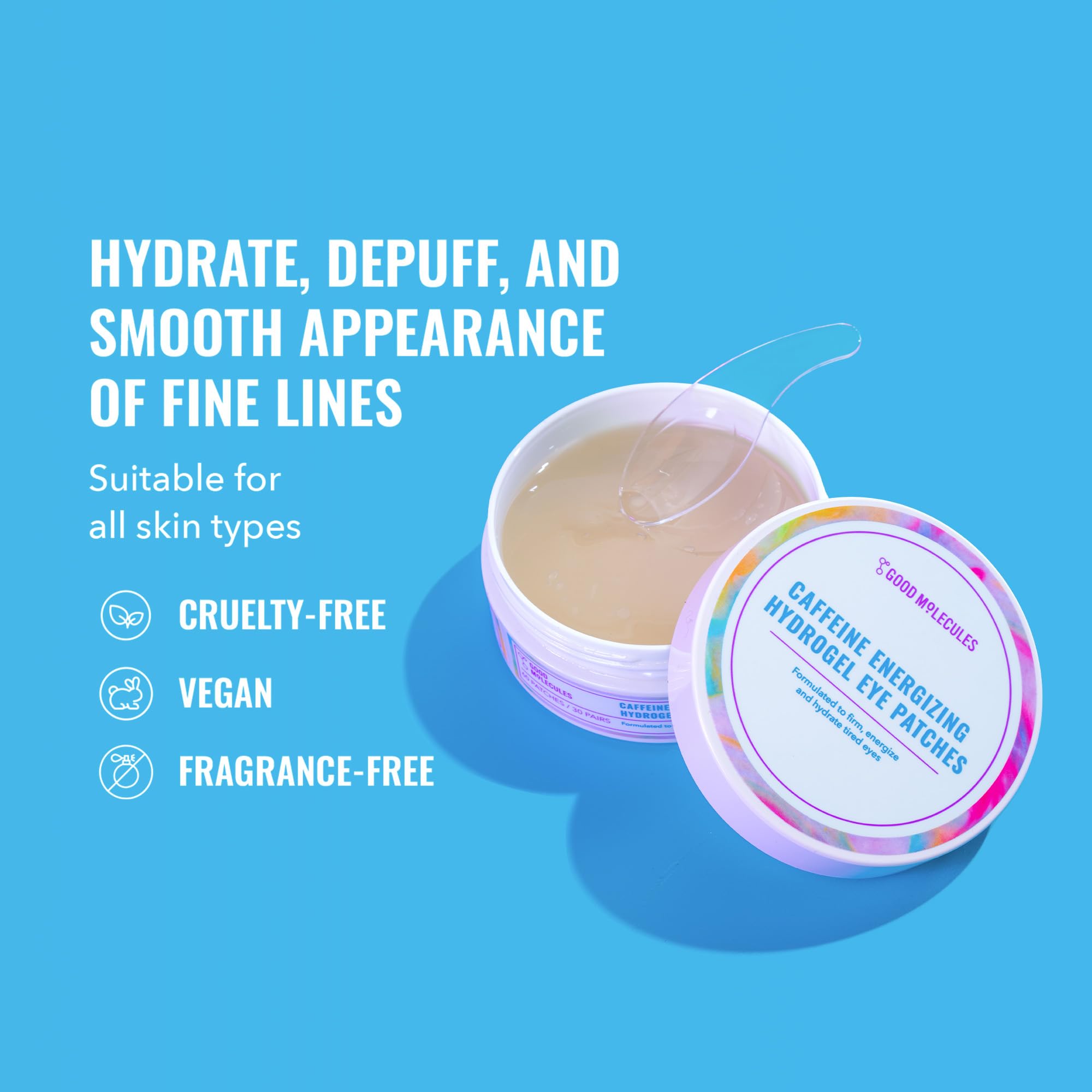 Patch hydrogel Good Molecules Yeux caféine, éclat et hydratation du contour.